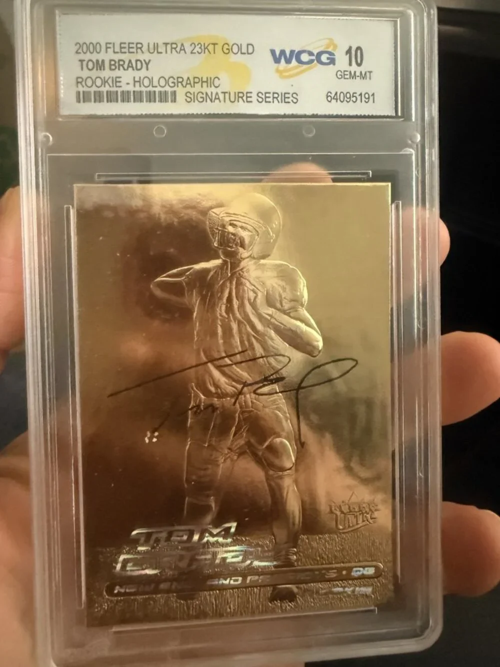 TOM BRADY 2000 FLEER ULTRA Signature GEM-MT 10 23KT GOLD HOLOGRAPHIC ROOKIE CARD